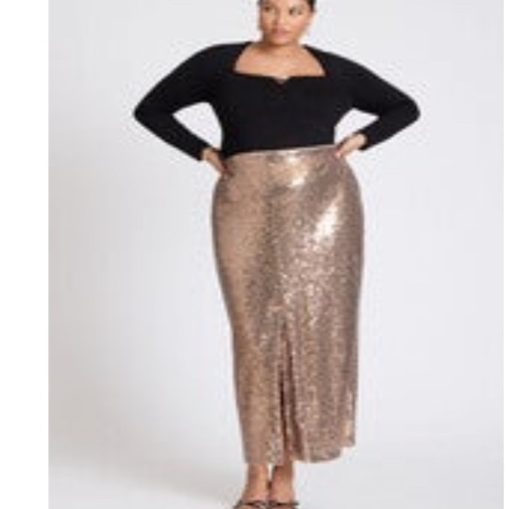 Eloquii Bronze Sequin Pencil Skirt